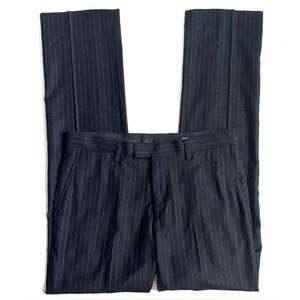 John Varvatos U.S.A 100% Wool Drain Pipe Leg Pintstripe Trouser Pants Black 32